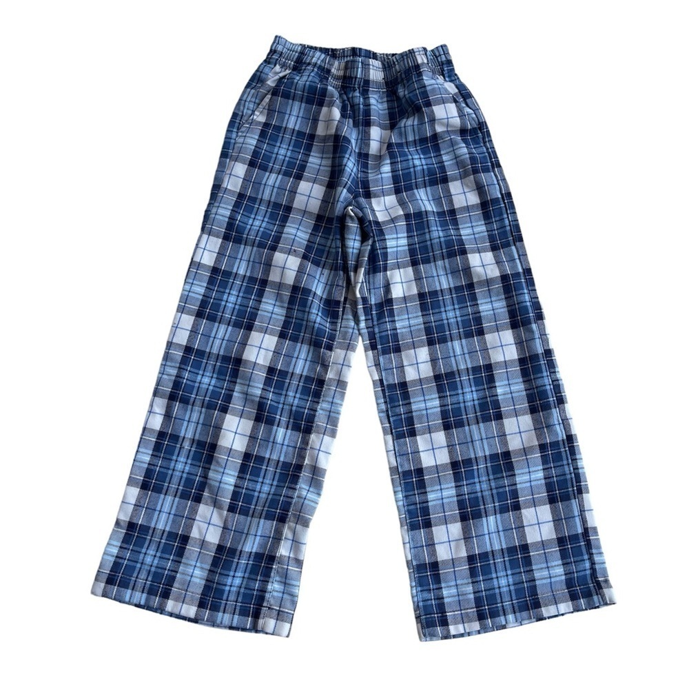 3/$20 ❤️ H&M Blue Checkered Plaid Wide Leg Pants US 7 Girl